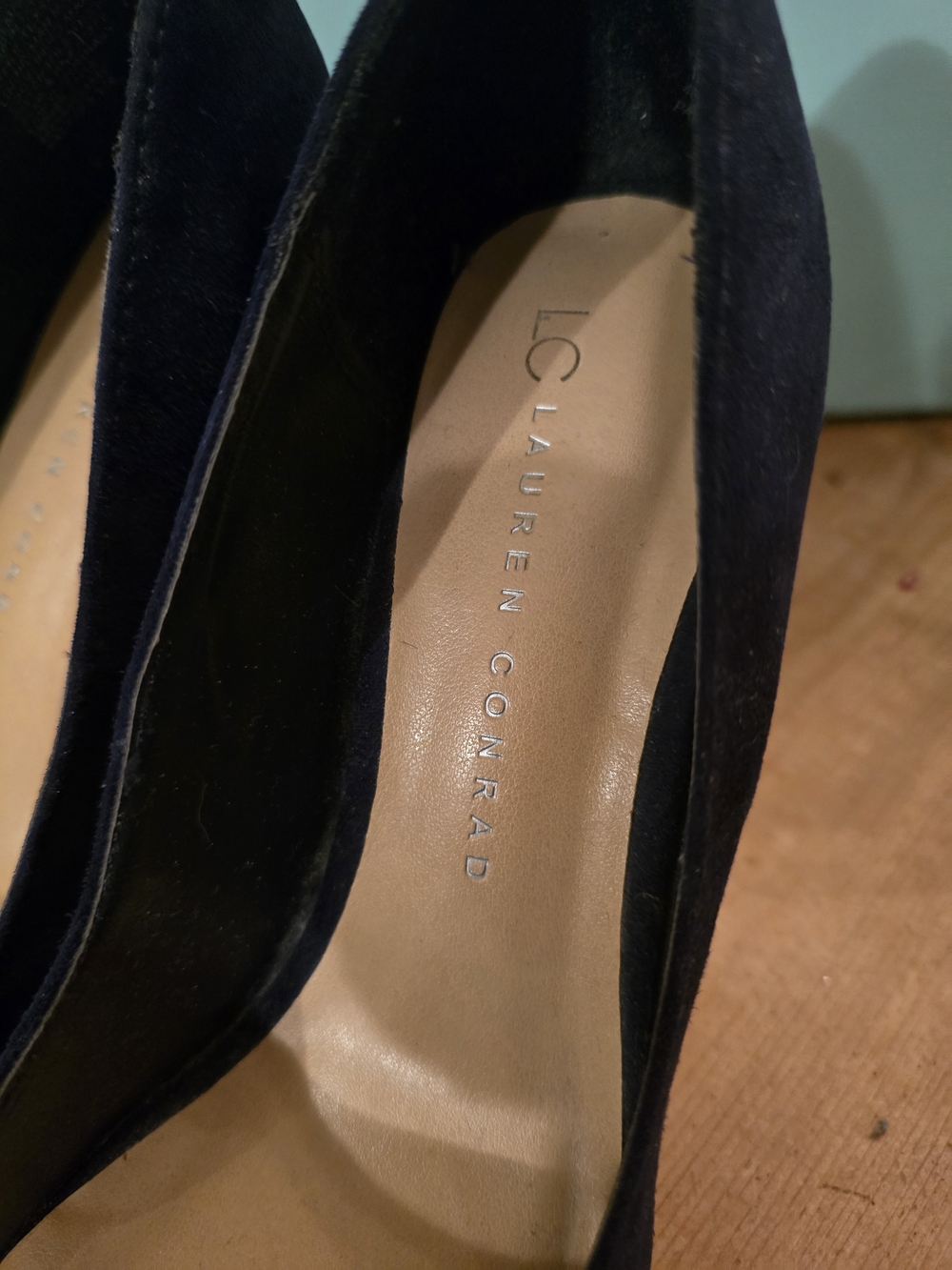 LC Lauren Conrad Navy Suede Pointed-Toe Pumps - Picture 3 of 5